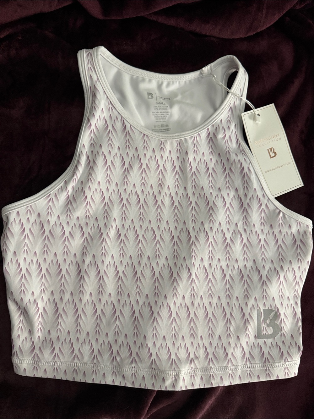 BuffBunny White & Purple Oasis Crop Tank